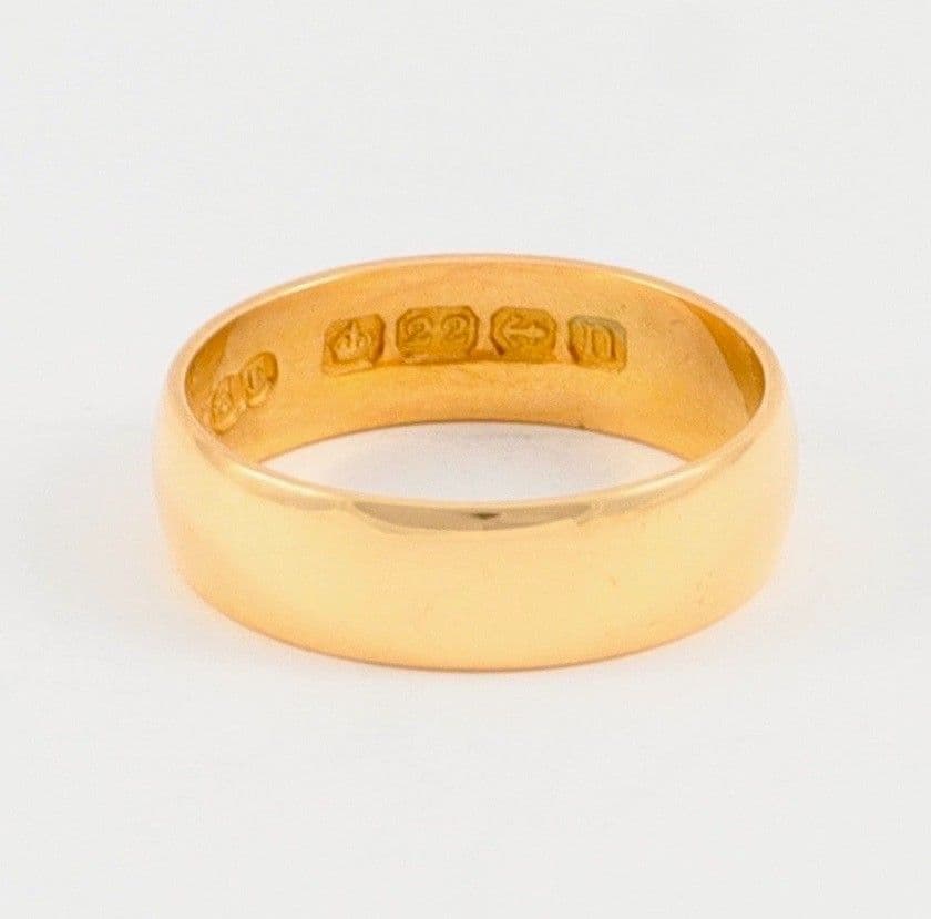 Antique Solid 22Ct Gold 4.2g Wedding Ring / Band Ring c 1912