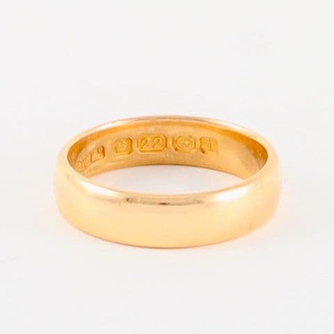 Antique Solid 22Ct Gold 5.5g Wedding Ring / Band Ring c 1908