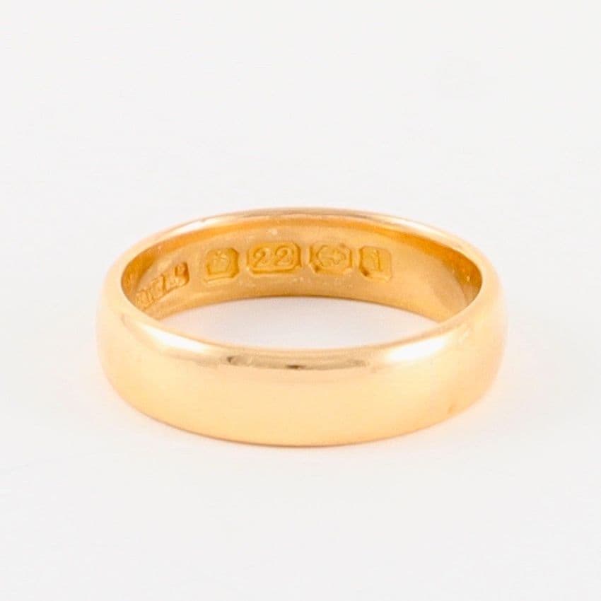 Antique Solid 22Ct Gold 5.5g Wedding Ring / Band Ring c 1908