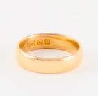 Antique Solid 22Ct Gold 6.7g Wedding Ring / Band Ring c 1919