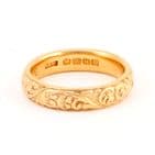 Antique Solid 22Ct Gold 8.5g Floral Engraved Patterned Wedding Ring / Band