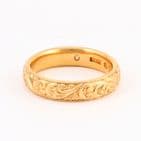 Antique Solid 22Ct Gold 8.5g Floral Engraved Patterned Wedding Ring / Band
