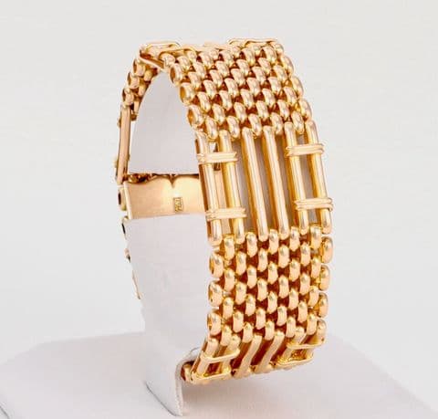 Antique Victorian 15Ct Gold 42.5g Six Bar Gate Bracelet 7''
