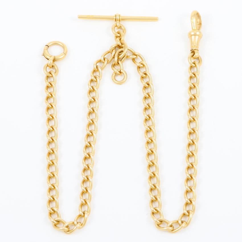 Antique Victorian 18Ct Gold 30.8g Curb Link Albert Watch Chain 14 5/8''
