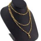 Antique Victorian 18Ct Gold 38.3g Long & Knot Link Guard Chain Necklace 46 1/2''