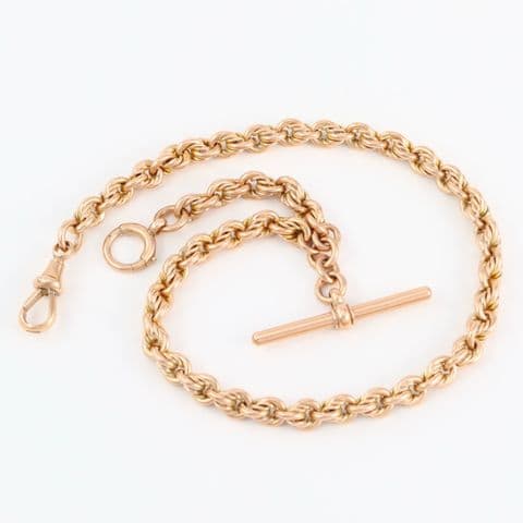 Antique Victorian 9Ct Gold 47.8g Love Knot Single Albert Watch Chain 13 7/8''