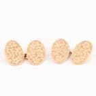 Antique Victorian 9Ct Rose Gold Engraved / Floral Patterned Oval Cufflinks 8.3g