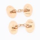 Antique Victorian 9Ct Rose Gold Engraved / Floral Patterned Oval Cufflinks 8.3g