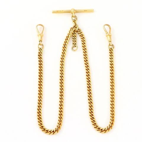 Antique Victorian Solid 18Ct Gold 24g Curb Link Albert Dress Watch Chain