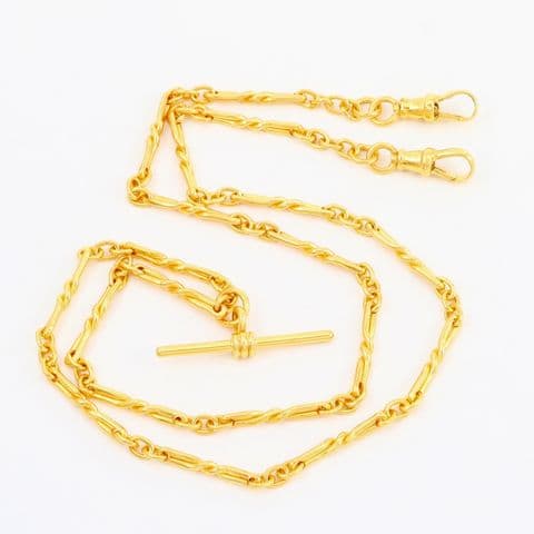 Contemporary 18Ct Gold 26g Fancy Link Watch Chain Necklace 20 7/8''