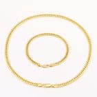 Italian 18Ct Gold 26g Cuban Link Chain Necklace and Bracelet Set