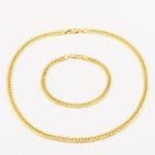 Italian 18Ct Gold 26g Cuban Link Chain Necklace and Bracelet Set