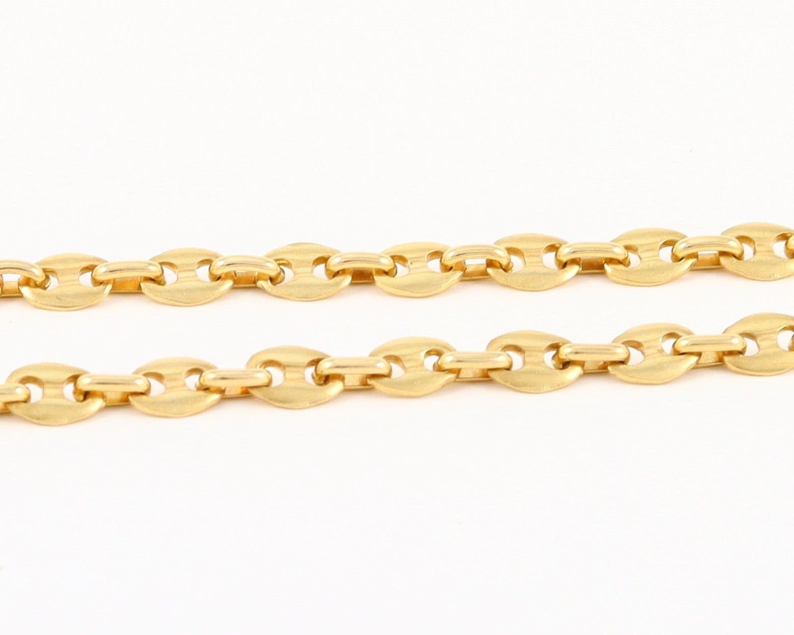 14K Yellow Gold Puffed Mariner Anchor Link Chain Necklace – Real Gold, Lobster Clasp