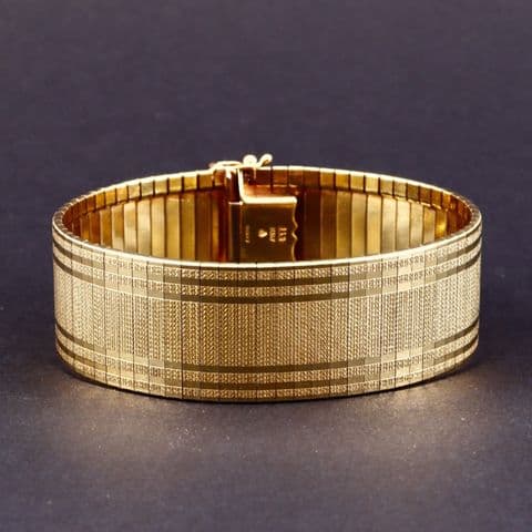 Italian Vintage 9Ct Gold 27.8g Textured Link Bracelet 7 1/4''