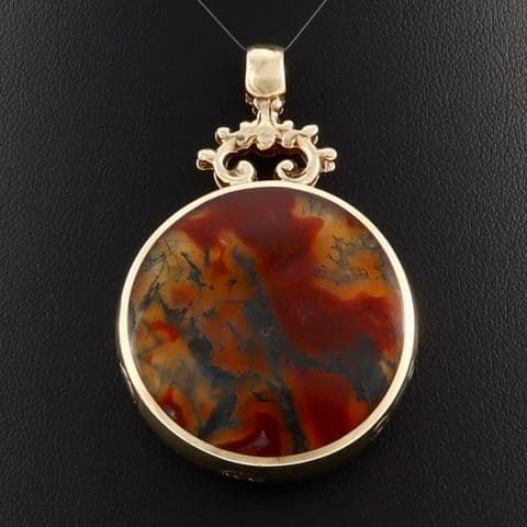 Large Vintage 9Ct Gold Double Sided Agate Pendant by David Scott Walker DSW