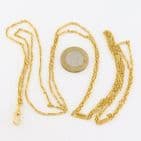 Long Antique 9Ct Yellow Gold Trombone Link Guard Chain Necklace 54''