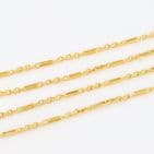 Long Antique 9Ct Yellow Gold Trombone Link Guard Chain Necklace 54''