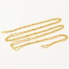 Long Antique 9Ct Yellow Gold Trombone Link Guard Chain Necklace 54''