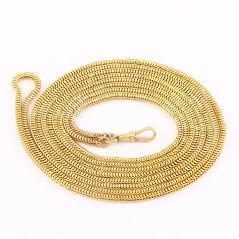 Long Antique Victorian 9Ct Gold 36.3g Snake Link Guard Chain Necklace 61''