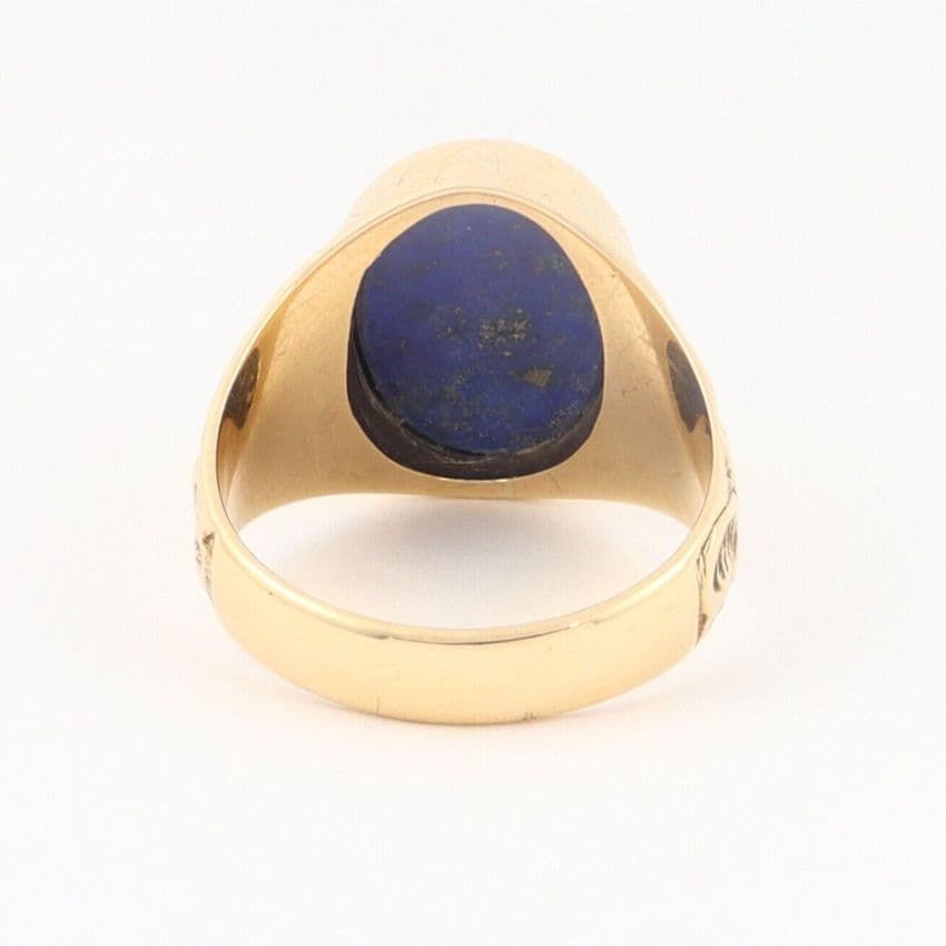 Men s Gents 9Ct Gold Ring Set With Lapis Lazuli Size V 1/2