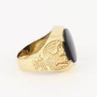 Men's Gents Vintage 9Ct Gold Signet Ring With Onyx And Eagle Design Shoulders
