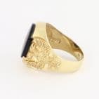 Men's Gents Vintage 9Ct Gold Signet Ring With Onyx And Eagle Design Shoulders