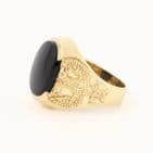 Men's Gents Vintage 9Ct Gold Signet Ring With Onyx And Eagle Design Shoulders