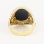 Men's Gents Vintage 9Ct Gold Signet Ring With Onyx And Eagle Design Shoulders