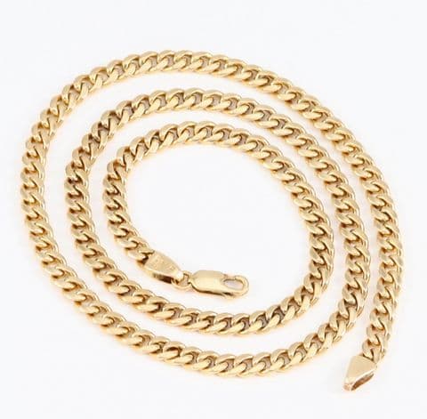 Solid 9Ct Gold 27.7g Cuban Link Chain Necklace 20''