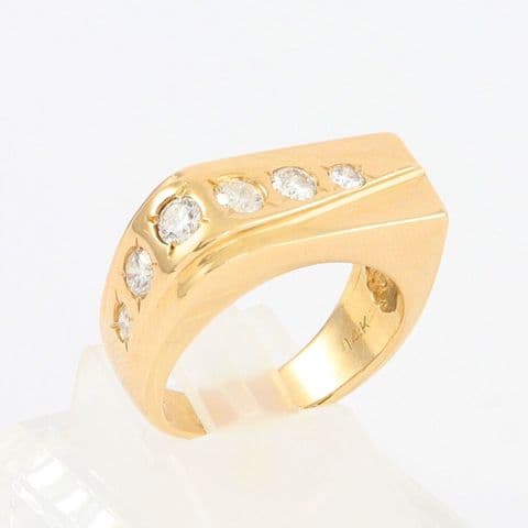Unusual Vintage Men's Gents 14Ct 14K Gold And Diamond Ring