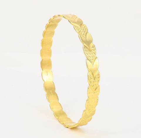 Vintage 22Ct Gold 22.3g Leaf Design Bangle British Hallmark
