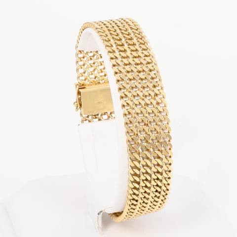 Vintage 9Ct Gold 26.8 grams Four Row Curb Link  Bracelet 7 7/8''