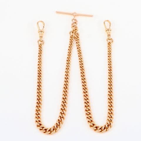 Vintage 9Ct Gold 40.4g Graduated Double Albert Watch Chain 17 3/4''