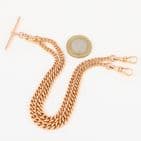 Vintage 9Ct Gold 40.4g Graduated Double Albert Watch Chain 17 3/4''