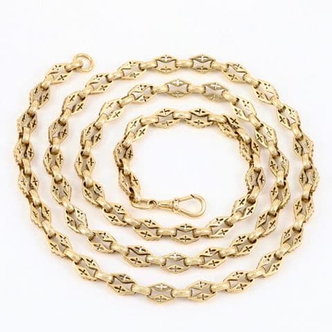Vintage 9Ct Gold 42.5g Fancy Link Chain / Necklace 31 1/2''