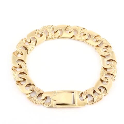 Vintage 9Ct Gold 46.2g Anchor / Mariner Link Chain Bracelet 9 1/2''