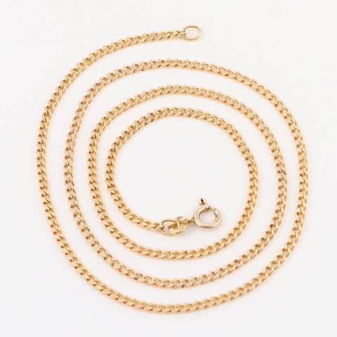 Vintage 9Ct Gold 6.1g Flat Curb Link Chain Necklace 20''