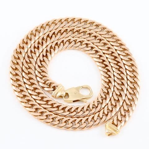 Vintage 9Ct Gold 75.3g Flat Curb Link Chain Necklace 22 3/8''