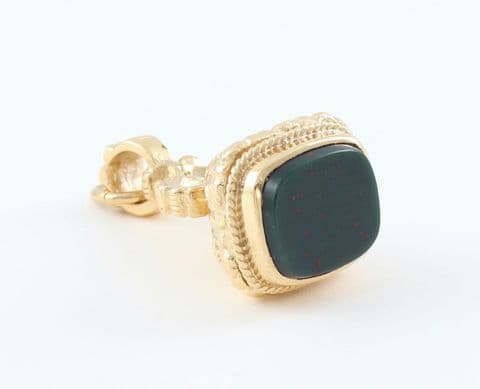 Vintage 9Ct Gold And Bloodstone Fob / Pendant / Charm