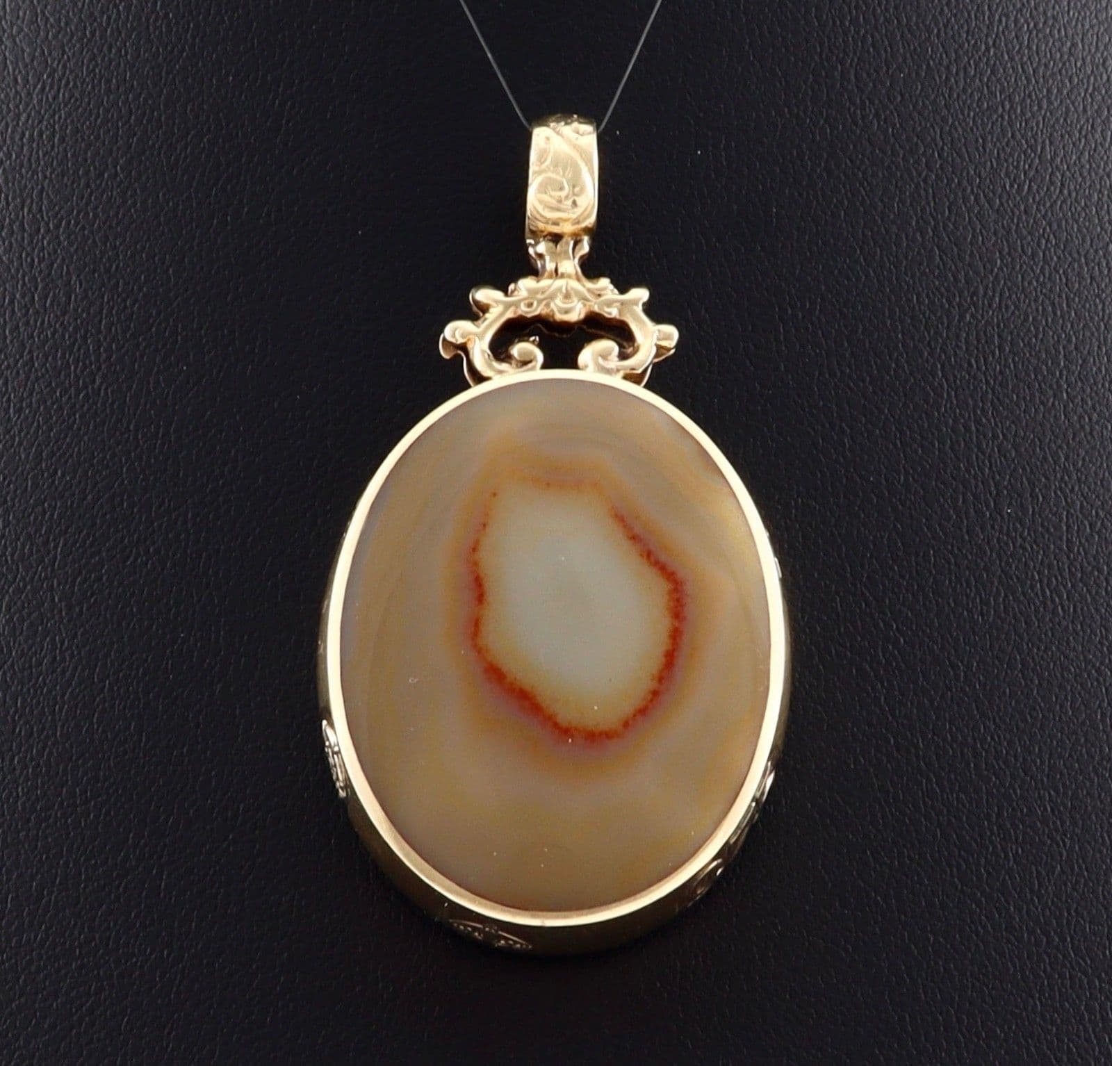 Vintage 9Ct Gold Double Sided Agate Pendant by David Scott Walker
