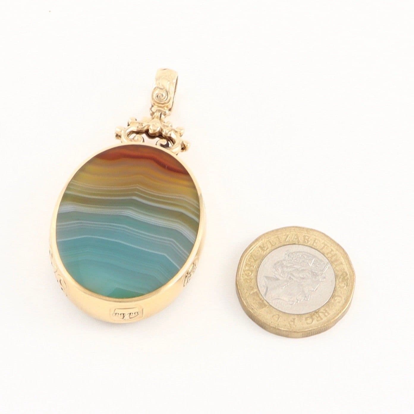 Vintage 9Ct Gold Double Sided Agate Pendant by David Scott Walker