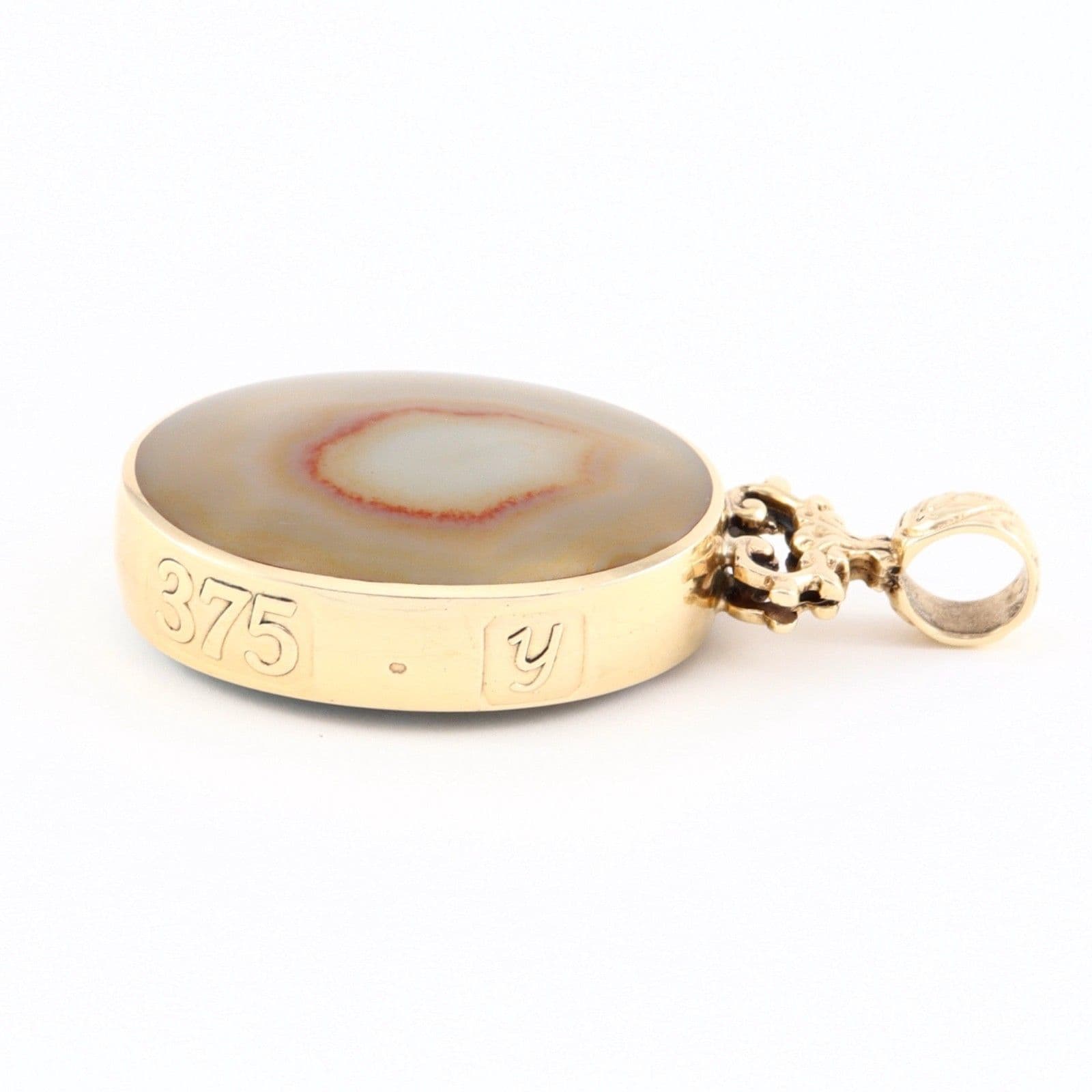 Vintage 9Ct Gold Double Sided Agate Pendant by David Scott Walker