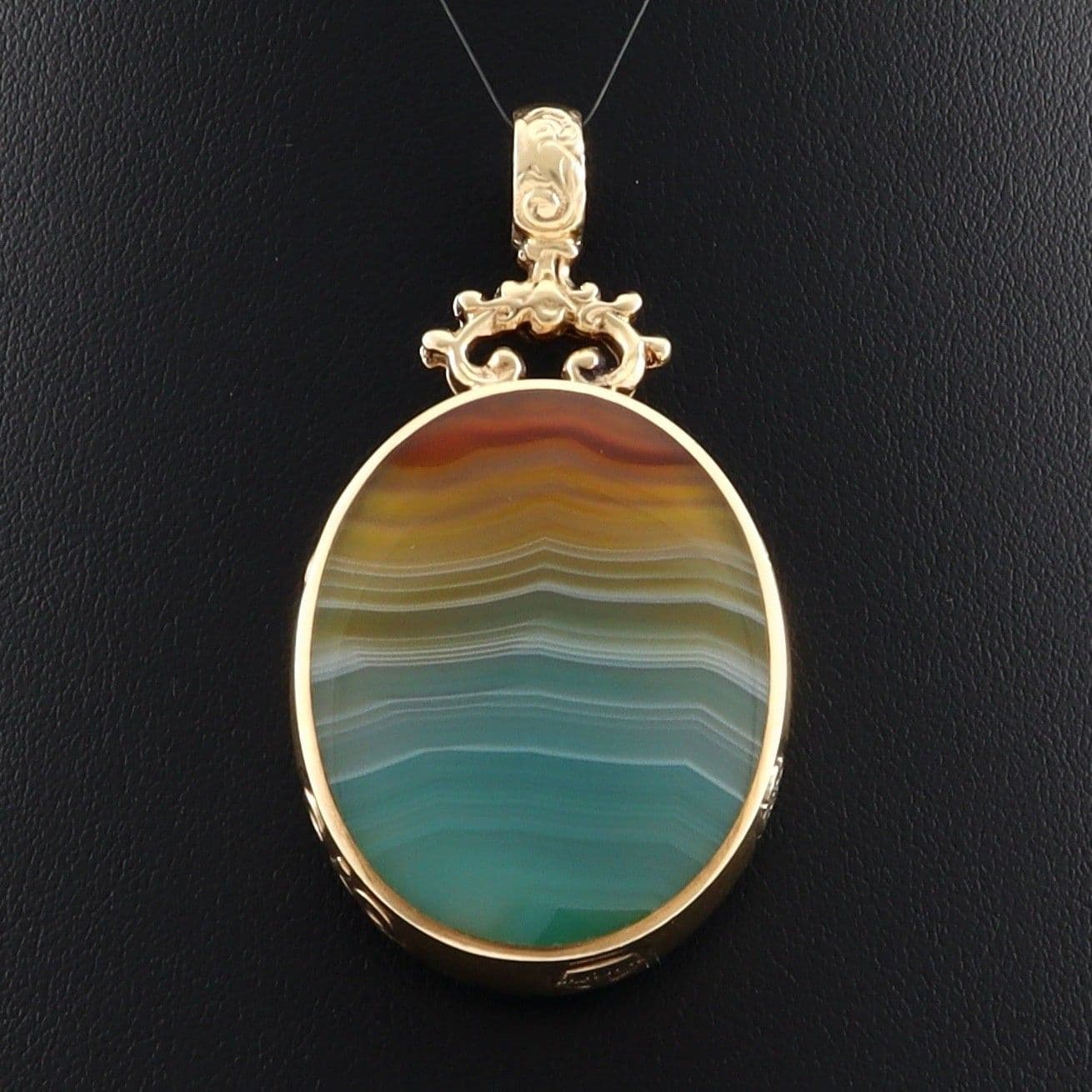 Vintage 9Ct Gold Double Sided Agate Pendant by David Scott Walker