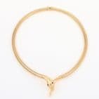 Vintage 9Ct Gold Snake / Serpent Necklace With Ruby Eyes 16''