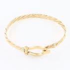 Vintage 9Ct Gold  Tension Bangle / Bracelet With Hinge Hook Clasp 23g