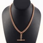 Vintage 9Ct Rose Gold 50g Curb Link Albert Watch Chain / Necklace 22''