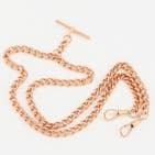 Vintage 9Ct Rose Gold 50g Curb Link Albert Watch Chain / Necklace 22''