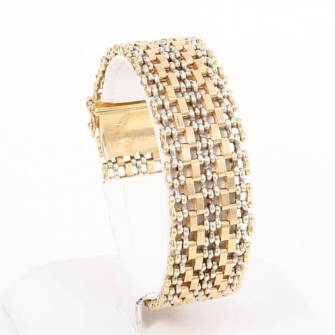 Vintage 9Ct Yellow And White Gold 43.6g Bracelet  7 1/2''