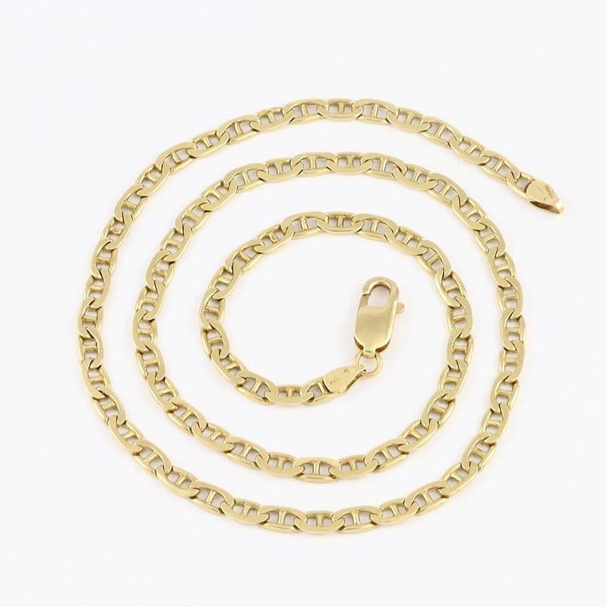 Vintage 9Ct Yellow Gold 19g Flat Anchor / Mariner Link Chain Necklace 21 1/4''