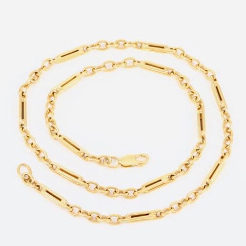 Vintage 9Ct yellow Gold 20.5g Trombone And Oval Link Chain / Necklace 18''